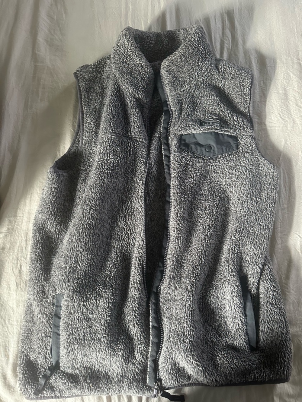 L.L. Bean Gray Sherpa Fleece Vest, worn twice